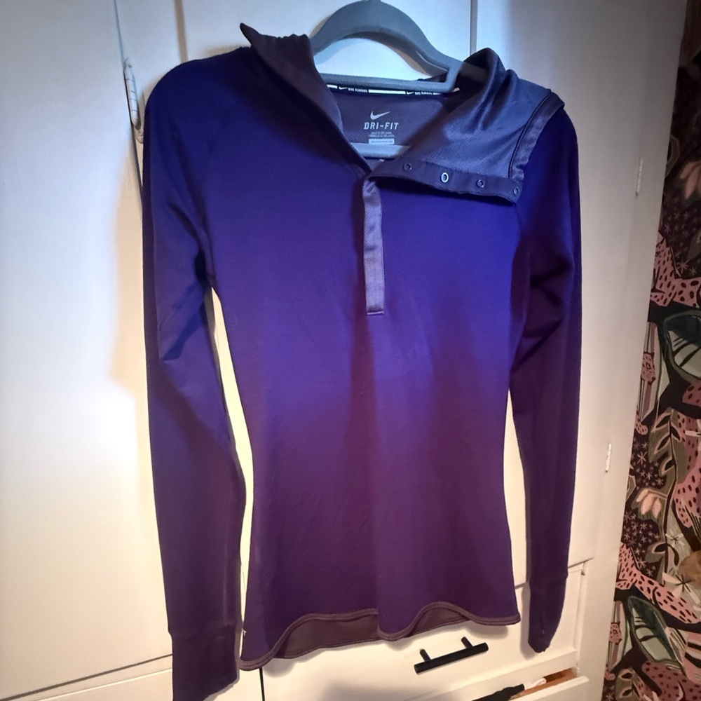 Nike Dri-Fit Pullover Halt-Snap Closure Running Hoodie Purple Size S